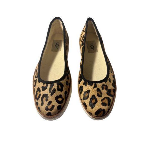 New, UGG Kammi Calf Hair, Leopard Print Slip-On Ballet Flats Size US 8 - Picture 2 of 7